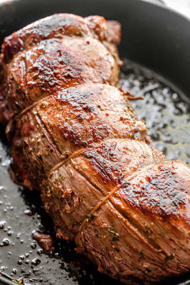 Make the most of your holiday meal with roasted beef tenderloin and homemade mushroom gravy. Simple, flavorful, and perfect for special occasions. Searing a whole beef tenderloin in a skillet.