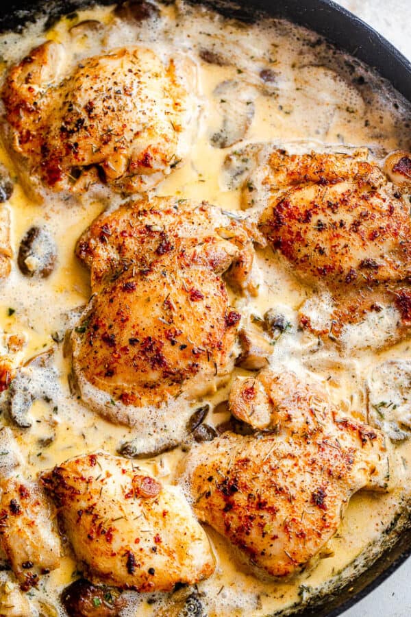 Creamy Garlic Bacon Chicken Thighs | Diethood