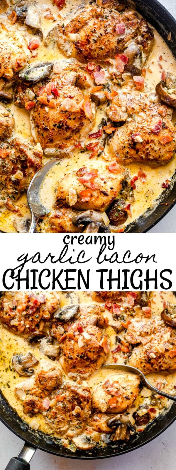 Creamy Garlic Bacon Chicken Thighs | Diethood