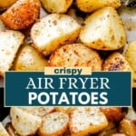 Crispy air fryer potatoes Pinterest image.