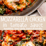 Mozzarella Tomato Chicken in tomato sauce Pinterest Image