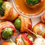 Bacon wrapped brussel sprouts Pinterest image.