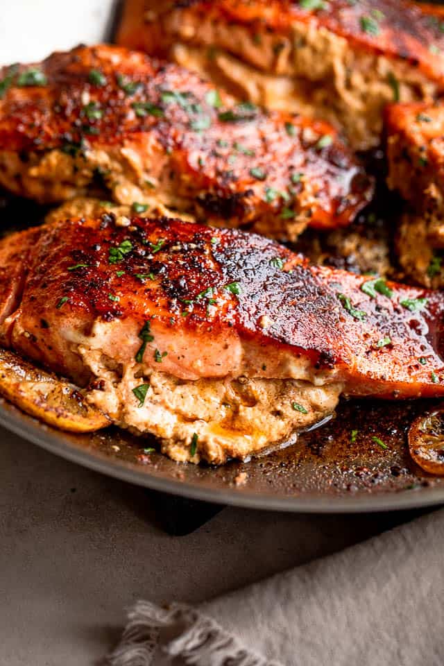 shrimp and crawfish stuffed salmon