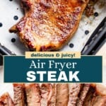 Air fryer steak Pinterest image.