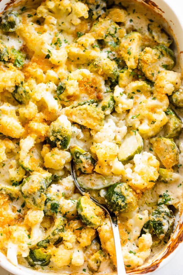Veggie Casserole with Cauliflower & Brussels Sprouts | Holiday Side Dish