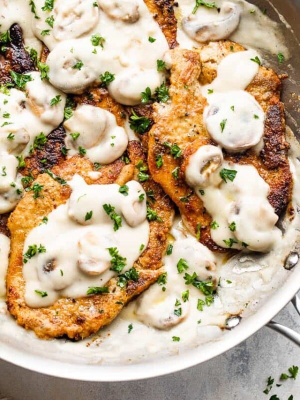 pork chops marsala in a skillet