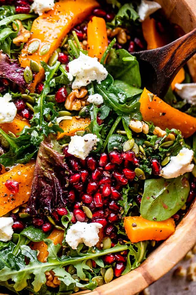 Easy Butternut Squash Salad | Healthy Salad with Pomegranate Dressing