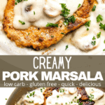 creamy pork marsala two picture collage pin