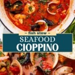 Seafood Cioppino Pinterest image.