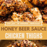 honey beer sauce chicken thighs two picture collage pin