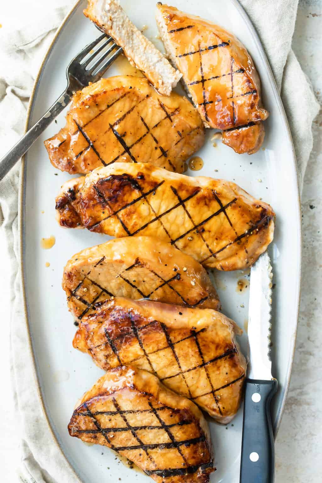pork chops on the grill