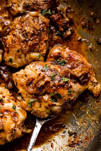 The BEST Chicken Thighs with Honey Beer Sauce!