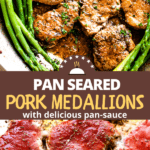 Pan Seared Pork Medallions two picture collage pin