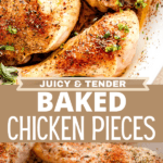 Baked Chicken Pieces two picture collage pin