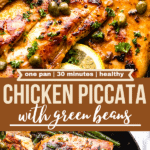 chicken piccata green beans two picture collage pin