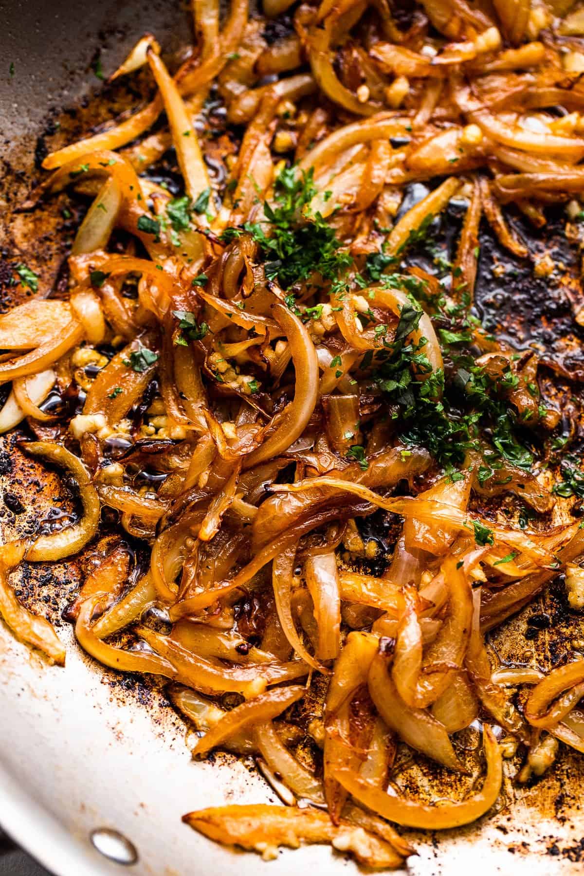 caramelized onions in a skillet