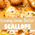 Creamy Lemon Butter Scallops TWO picture collage pin