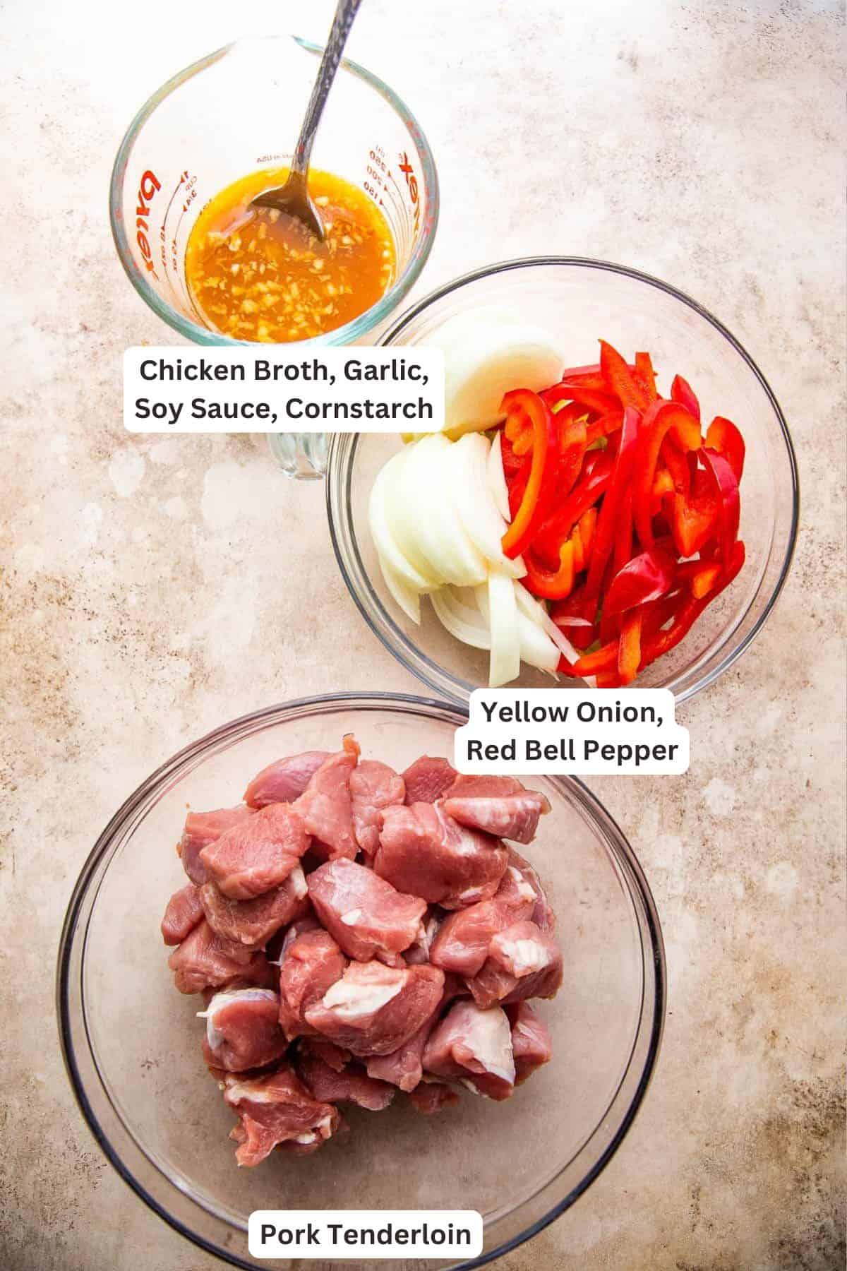 This homemade Pork Chop Suey recipe is a quick and easy Chinese-American stir-fry that features tender bites of pork, veggies, and a delicious sauce! Ingredients for Pork Chop Suey.