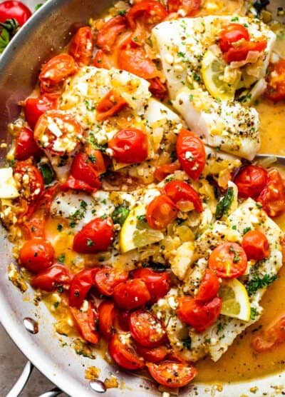 baked cod in cherry tomatoes sauce