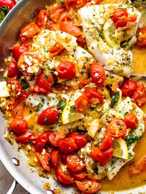 baked cod in cherry tomatoes sauce