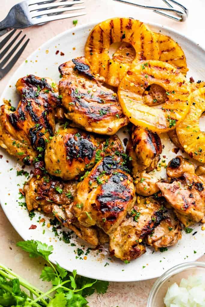 Beer Marinated Grilled Chicken Thighs Recipe l Diethood