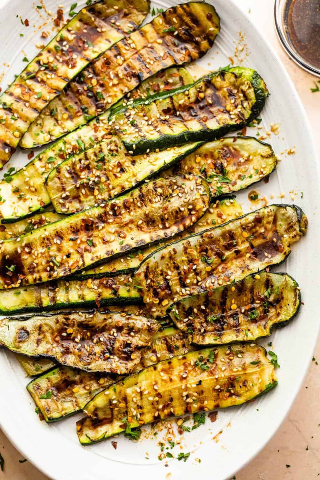 Grilled Zucchini with Sesame Soy Glaze | Diethood