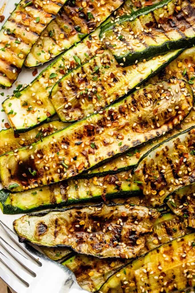 Grilled Zucchini with Sesame Soy Glaze | Diethood