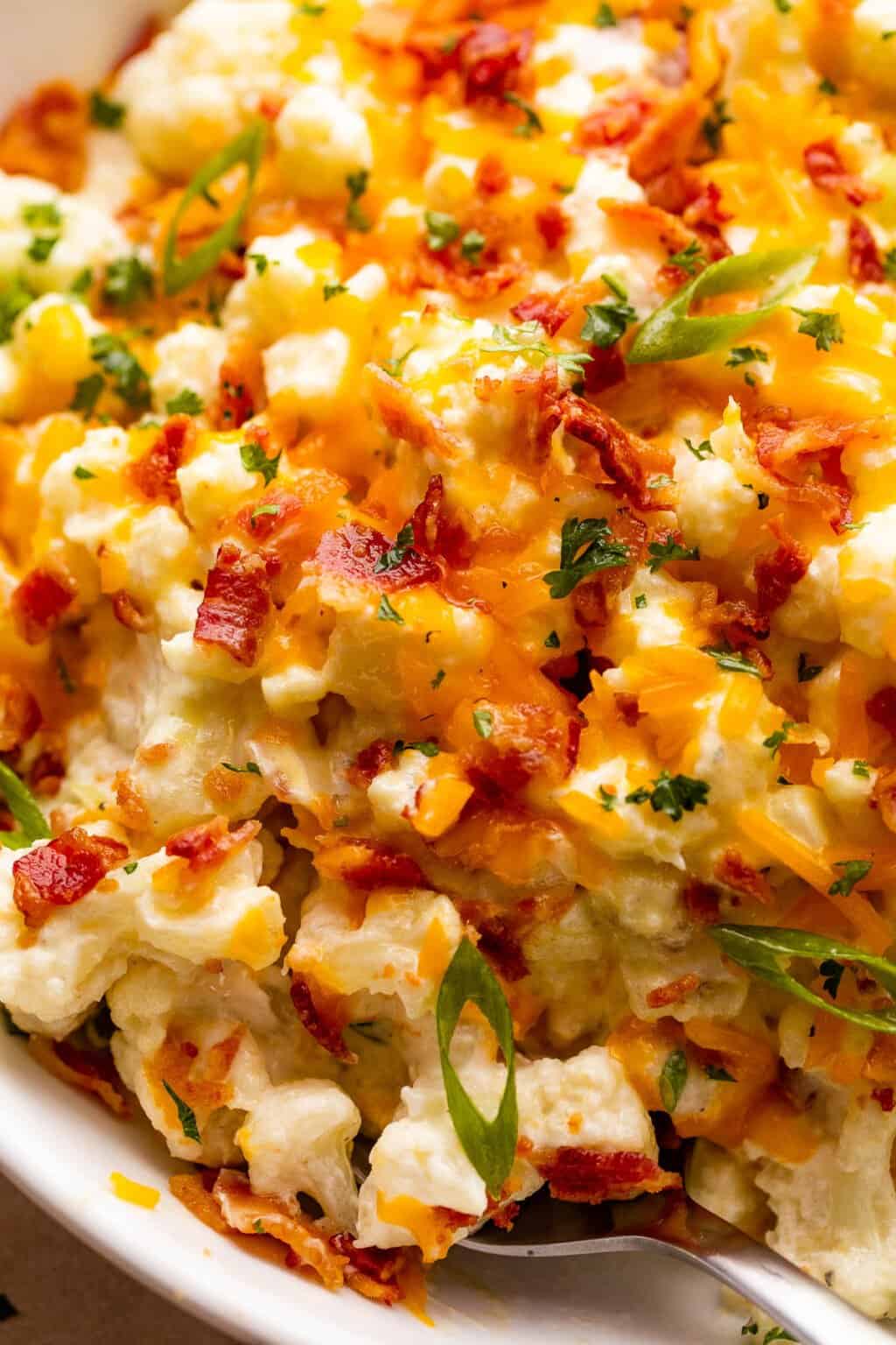 Easy Loaded Cauliflower Salad with Bacon l Diethood