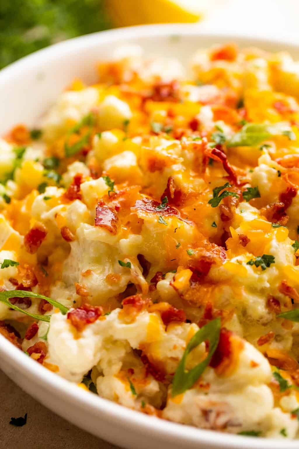 Easy Loaded Cauliflower Salad with Bacon l Diethood