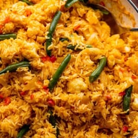 Spoon in Vegetable Biryani Rice