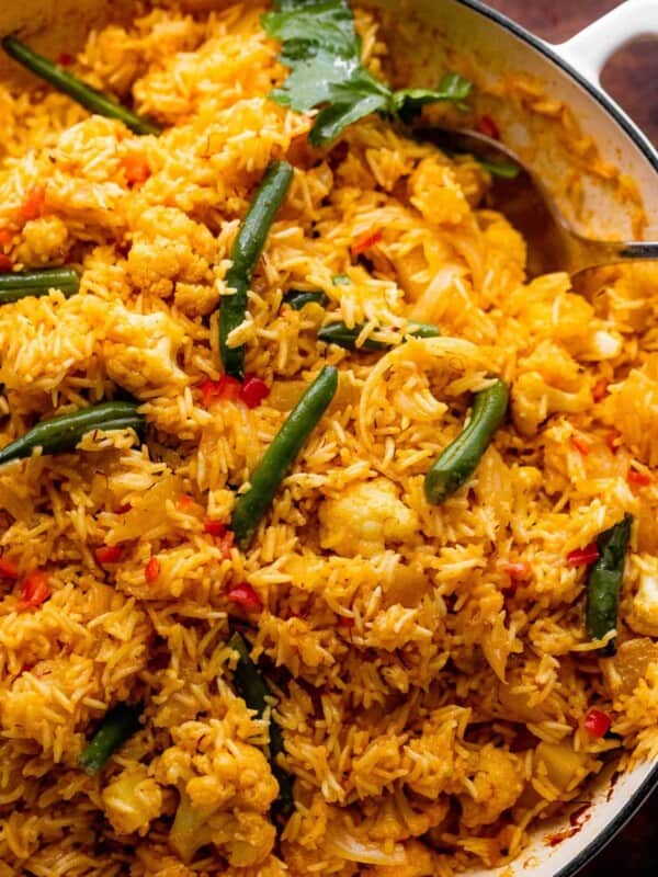 Spoon in Vegetable Biryani Rice
