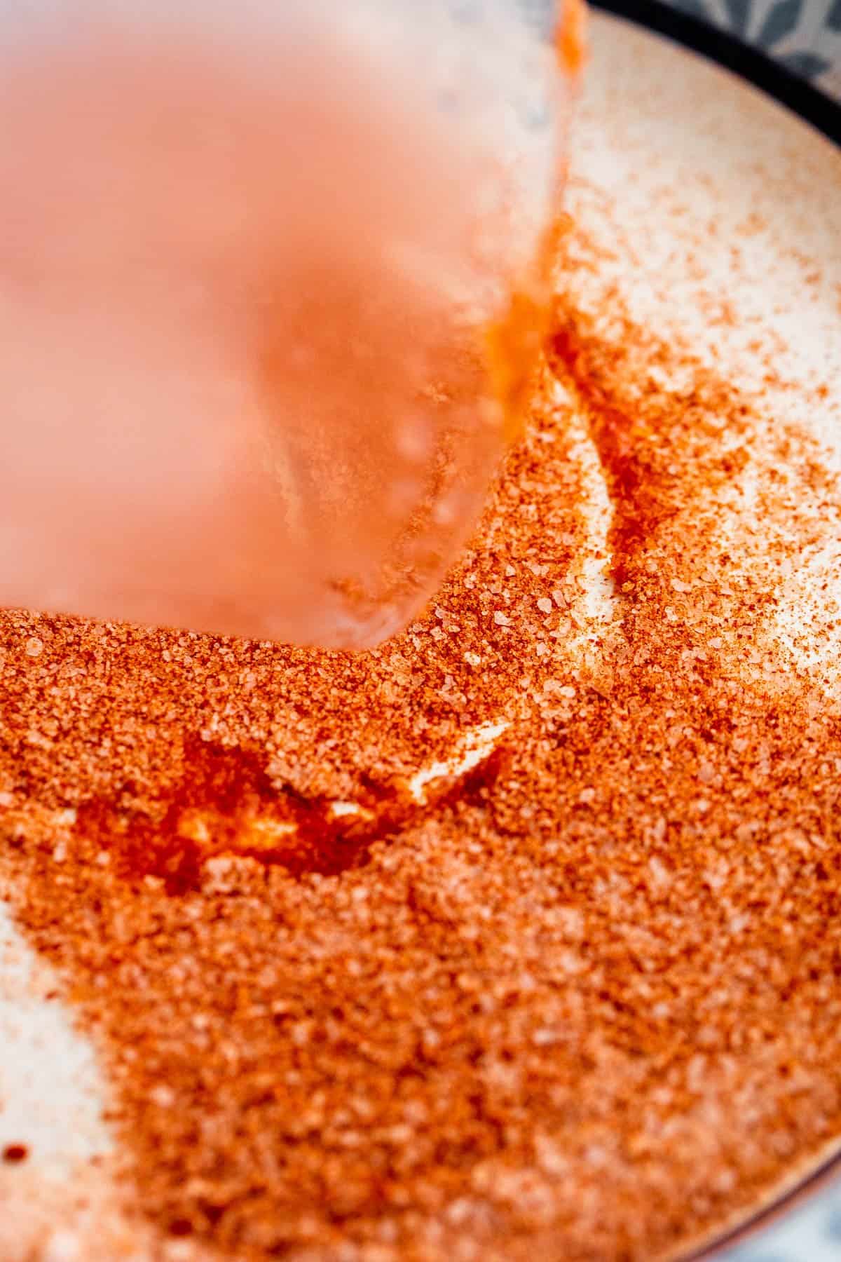 kosher salt and chili powder mixed for rimming cocktail glasses