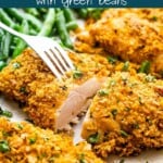 Oven fried chicken breasts Pinterest image.