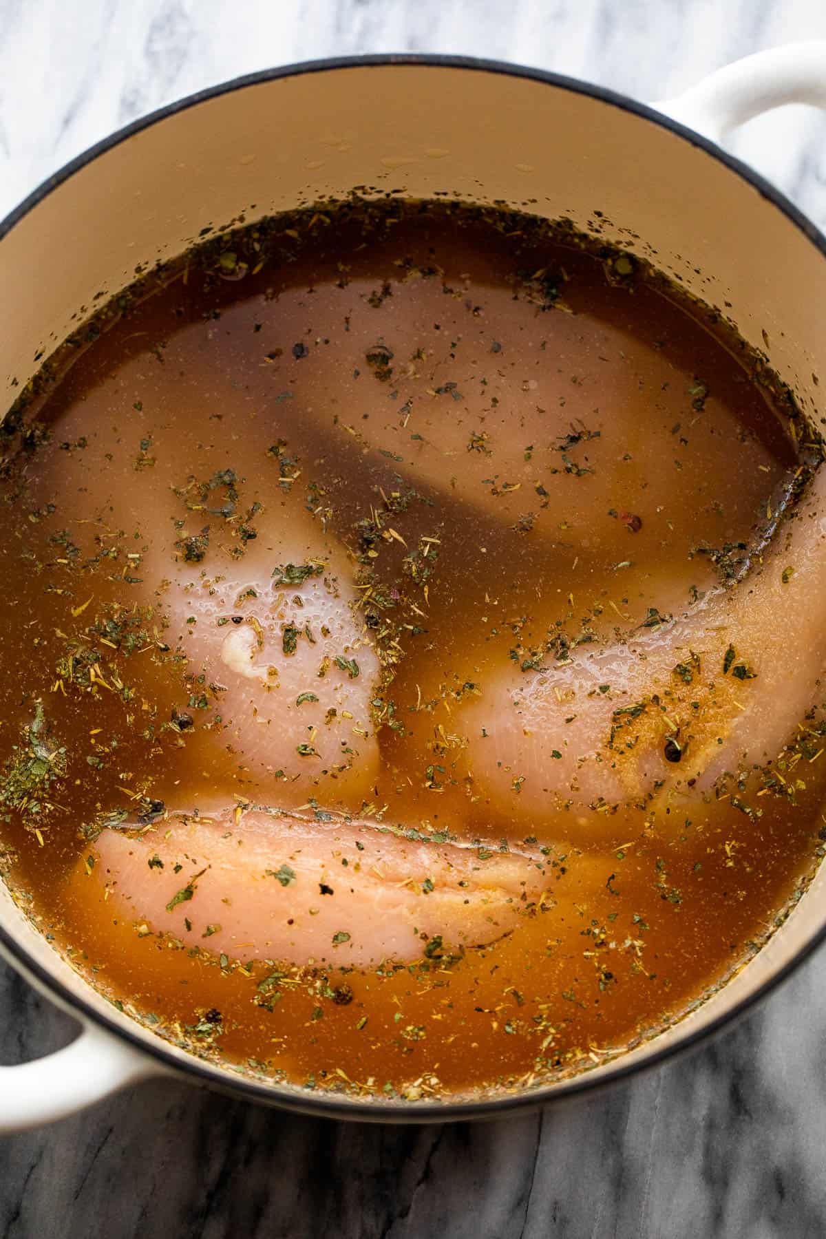 boiling chicken breasts in a dutch oven