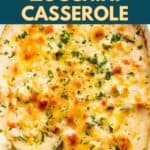 Chicken Zucchini Casserole social media sharing image with text overlay.