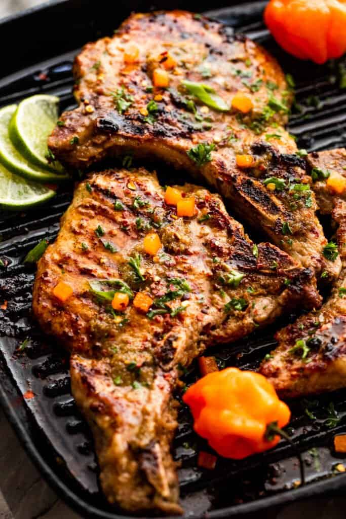 Spicy Grilled Pork Chops with Jamaican Jerk Sauce | Diethood