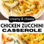 Chicken zucchini casserole long Pinterest image.