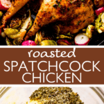 spatchcock chicken two picture collage pinterest image