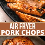 air fryer pork chops two picture collage pinterest image