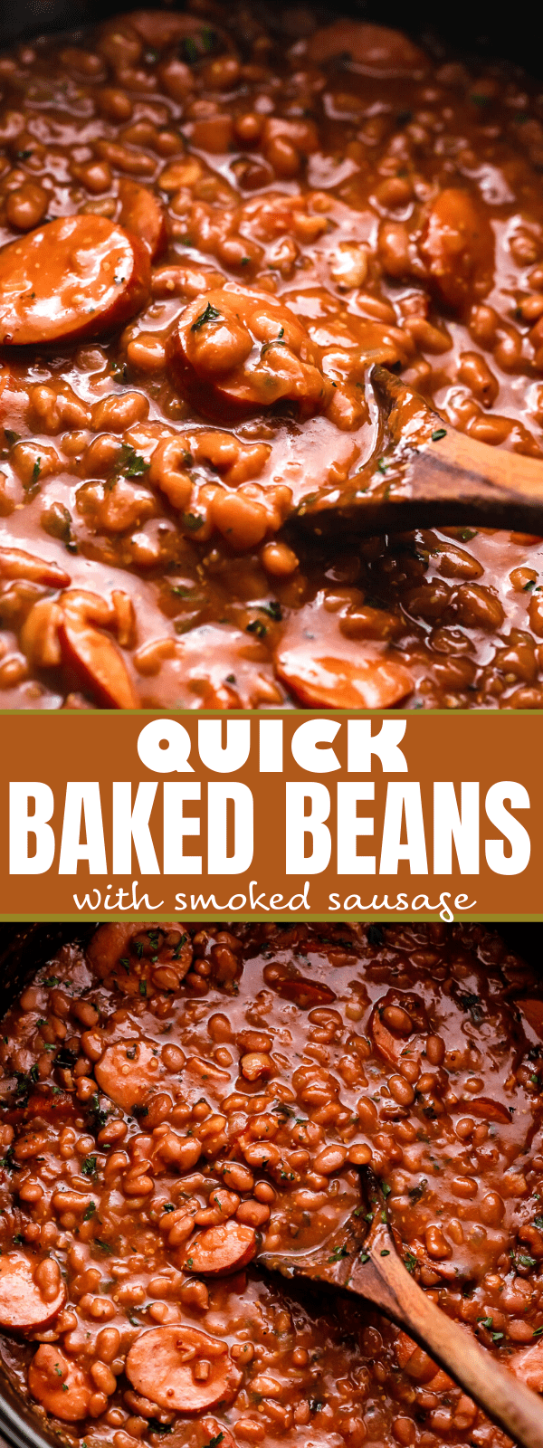 Baked Beans with Smoked Sausage two picture collage pinterest image