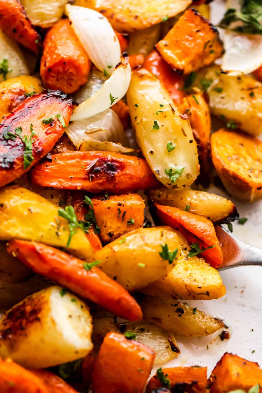 Roasted Sweet Potatoes with Parsnips | Diethood