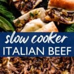Slow cooked Italian beef Pinterest image.
