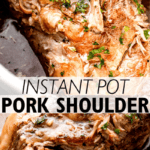 instant pot pork shoulder two picture collage pinterest image