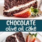 Chocolate olive oil cake Pinterest image.