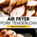 Air fryer pork tenderloin Pinterest image.