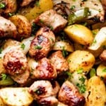 Air fryer sausage and potatoes Pinterest image.