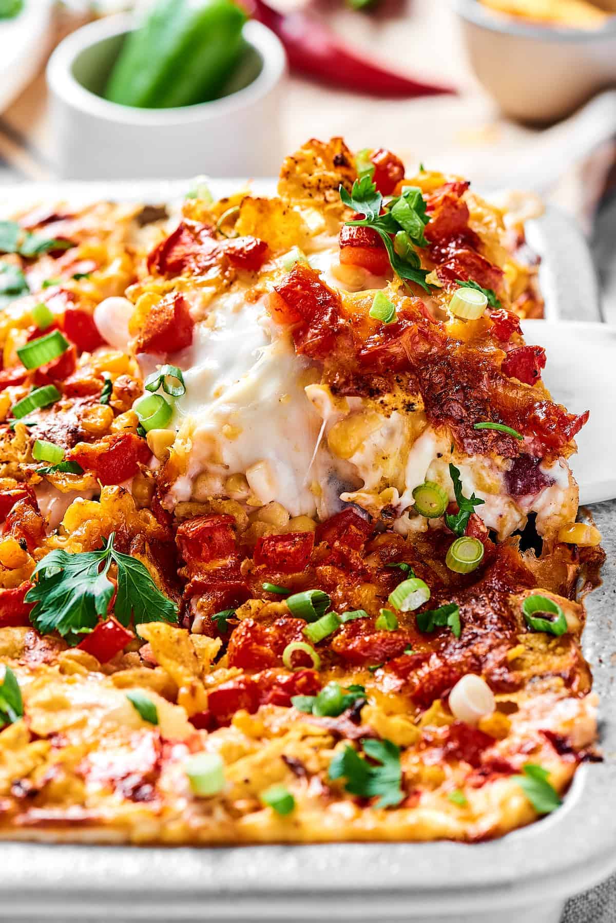 Mexican Chicken Casserole in a baking dish.