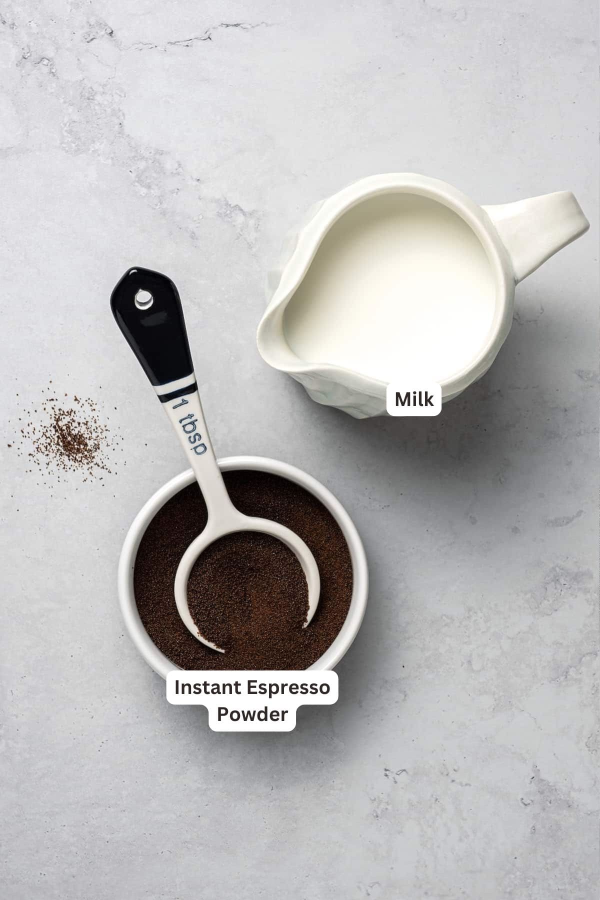 Ingredients for Cortado Coffee.