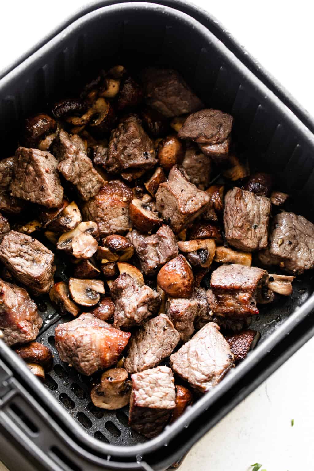 Air Fryer Steak Bites and Mushrooms Diethood