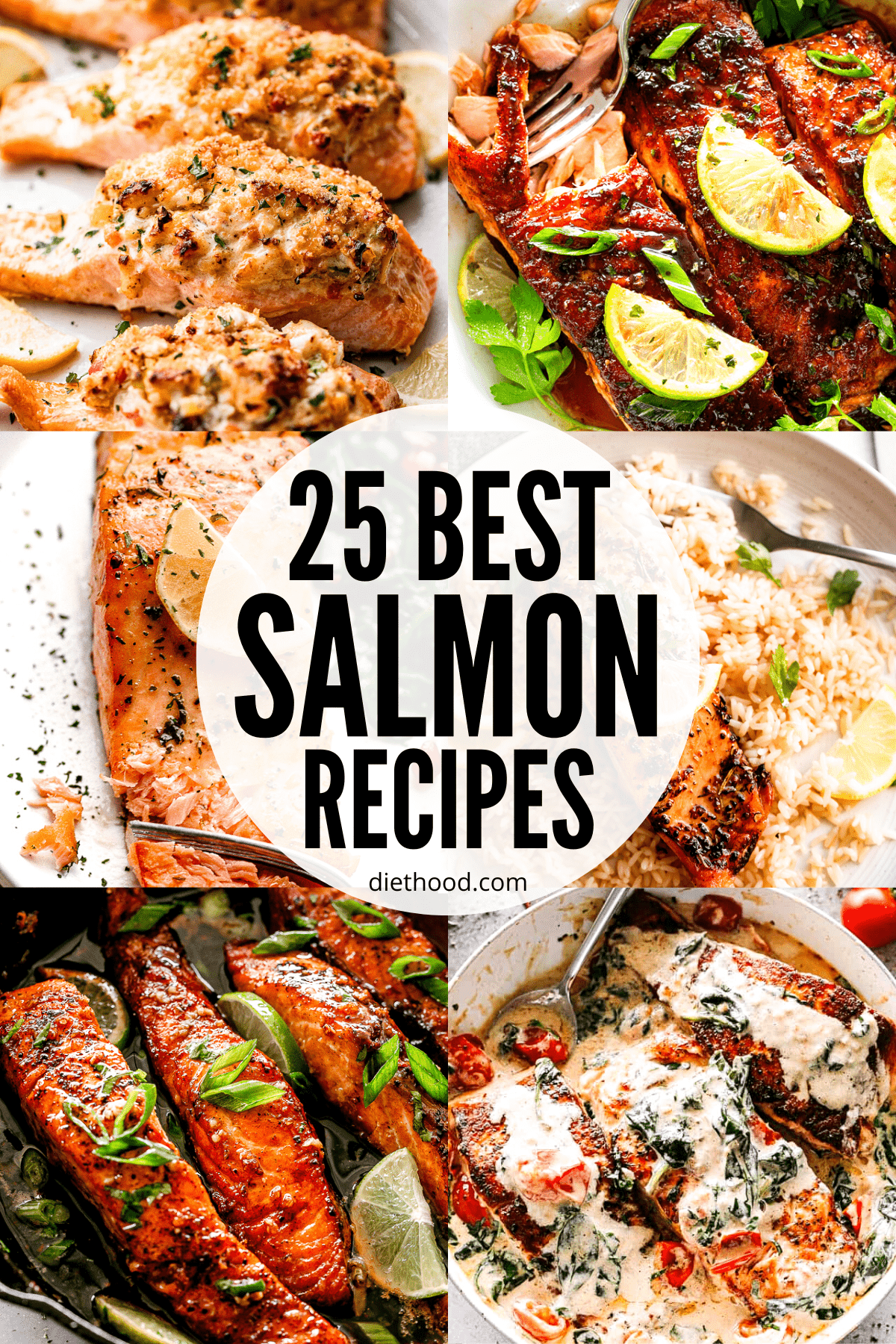 Collage of easy and healthy salmon recipes